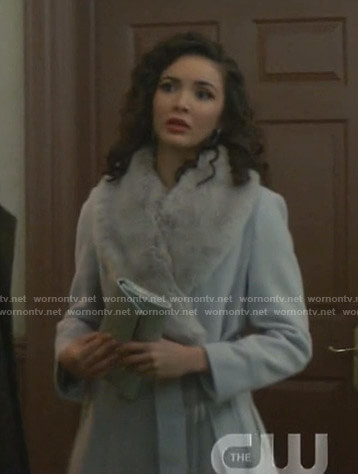 Bess’s grey fur collar coat on Nancy Drew
