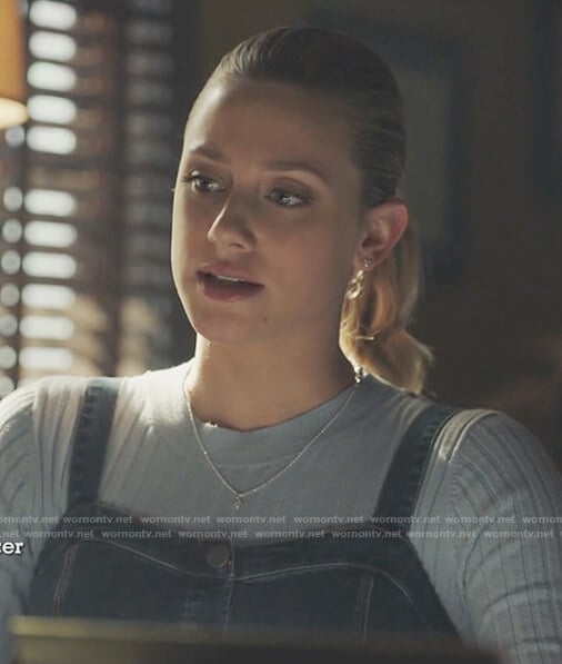 Betty’s denim mini dress and sweater on Riverdale