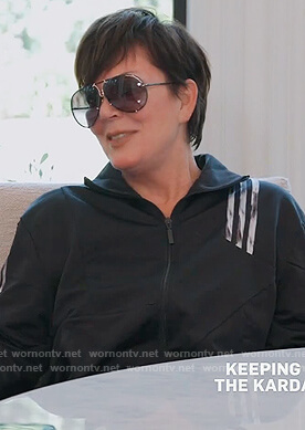 Kris’s black adidas track jacket on Keeping Up with the Kardashians