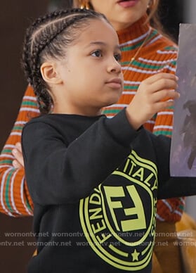 Kam’s black Fendi logo sweatshirt on BlackAF