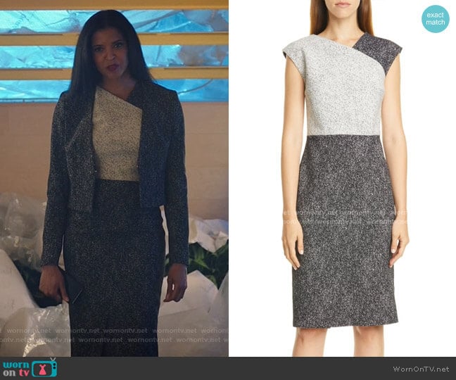 Boss Dechesta Tweed Colorblock Sheath Dress