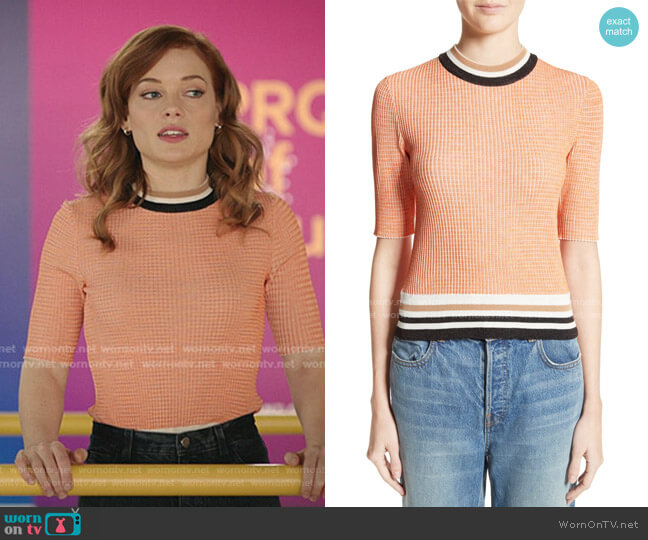 Carven Stripe Trim Sweater worn by Zoey Clarke (Jane Levy) on Zoeys Extraordinary Playlist