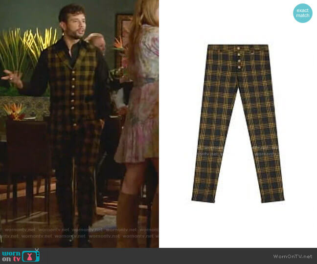 Lords and Fools Checked Pants worn by Sam Flores (Rafael de la Fuente) on Dynasty