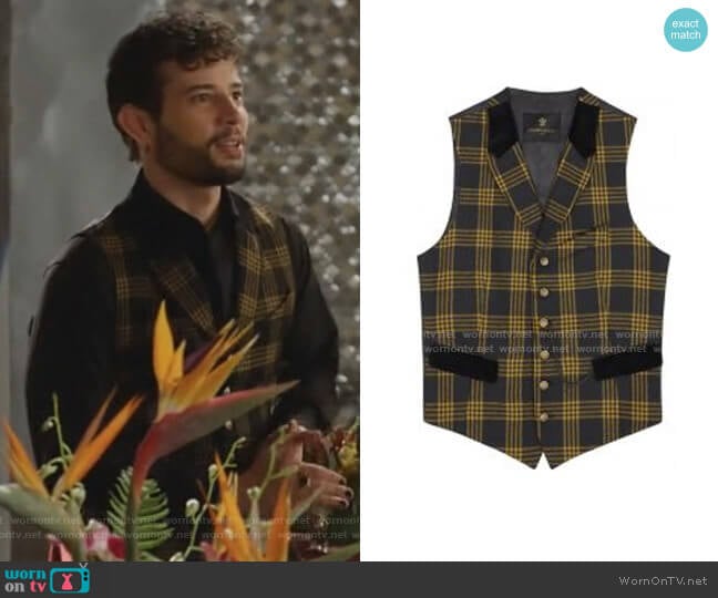 Lords and Fools Checked Vest worn by Sam Flores (Rafael de la Fuente) on Dynasty