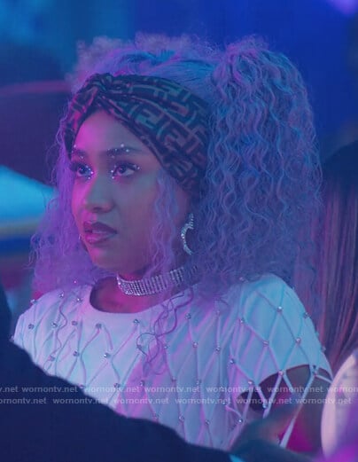Chloe’s brown Fendi logo headband on BlackAF