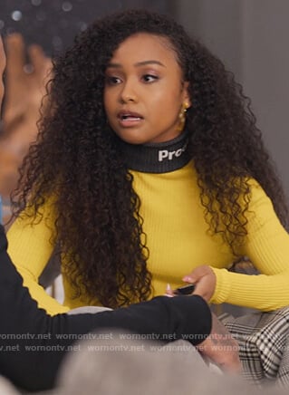 Chloe’s yellow turtleneck sweater and pants on BlackAF