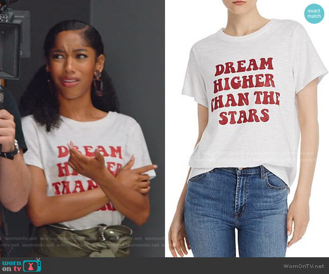 Cinq a Sept Dream Higher Than The Stars Crewneck Tee worn by Drea Barris (Iman Benson) on BlackAF