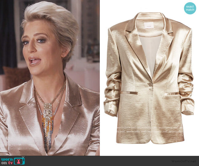 Cinq a Sept Kylie Satin Blazer worn by Dorinda Medley on The Real Housewives of New York City