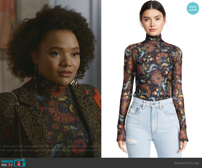 Cinq a Sept Paisley Turtleneck worn by Vanessa (Jade Payton) on Dynasty
