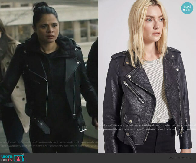 Current/Elliott The Shaina Leather Biker Jacket worn by Mel Vera (Melonie Diaz) on Charmed