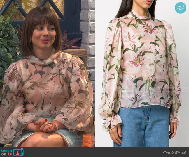 Dolce & Gabbana Floral Print Blouse worn by Elizabeth (Natasha Leggero) on Broke