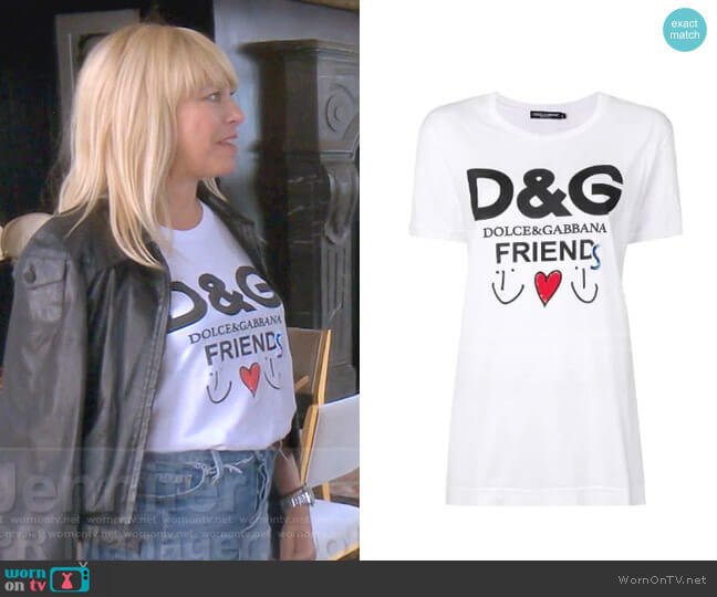 Dolce & Gabbana Friends Logo T-shirt worn by Sutton Stracke on The Real Housewives of Beverly Hills