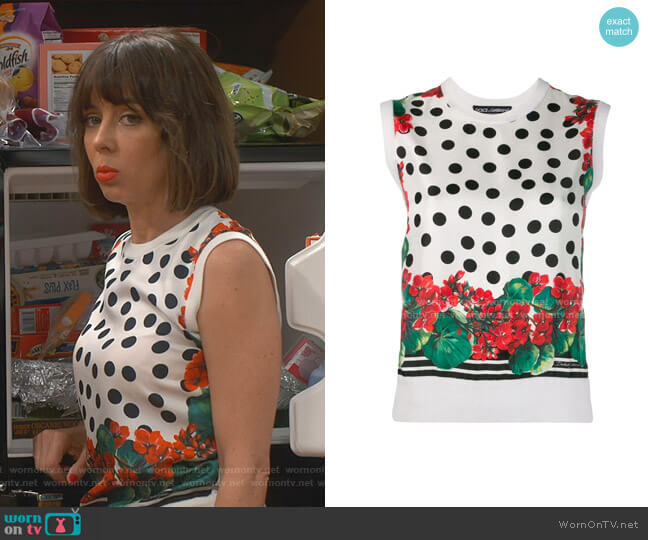Dolce & Gabbana Printed Knitted Top worn by Elizabeth (Natasha Leggero) on Broke