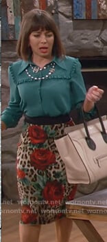 Elizabeth’s leopard and rose print skirt on Broke