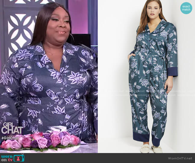 Eloquii Block Print Collar Jumpsuit worn by Loni Love on The Real