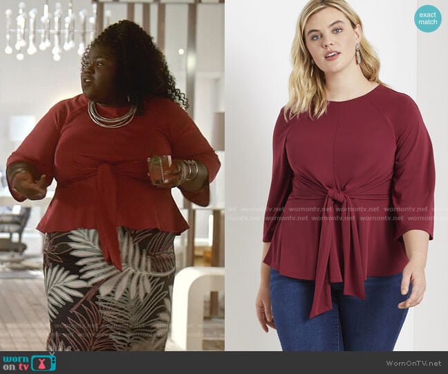 Eloquii Flared Sleeve Tie Front Top worn by Becky (Gabourey Sidibe) on Empire