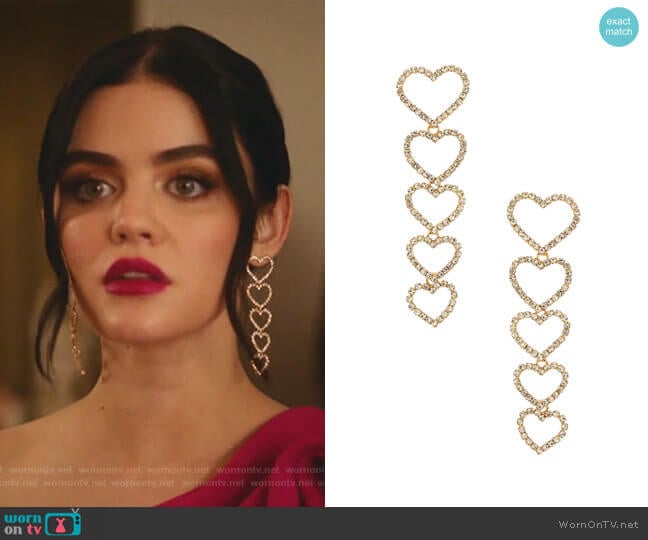 Ettika Drop Heart Earrings worn by Katy Keene (Lucy Hale) on Katy Keene