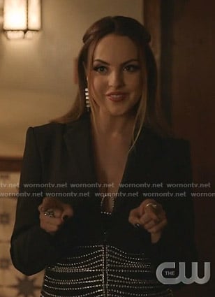 Fallon’s black embellished cropped jacket on Dynasty
