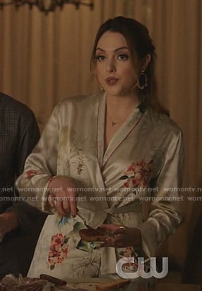 Fallon’s floral wrap pajamas on Dynasty