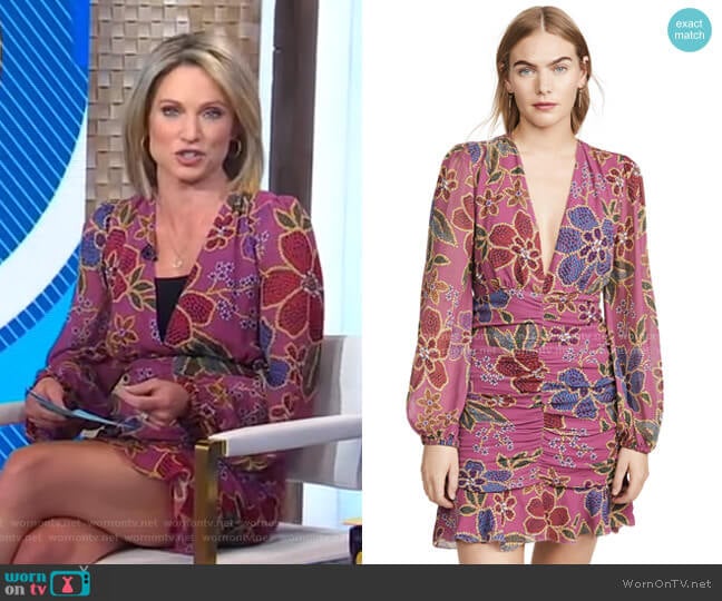 Farm Rio Floral Sparkle Mini Dress worn by Amy Robach on Good Morning America