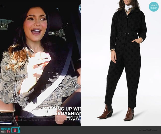 Fendi Karligraphy logo-print stretch-cotton jumpsuit worn by Kylie Jenner on Keeping Up with the Kardashians
