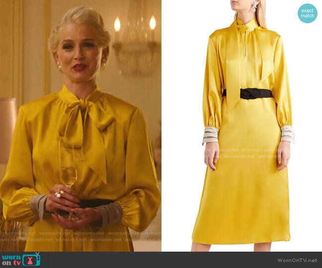 Fendi Pussy-Bow Belted Midi Dress worn by  Gloria Grandbilt (Katherine LaNasa) on Katy Keene