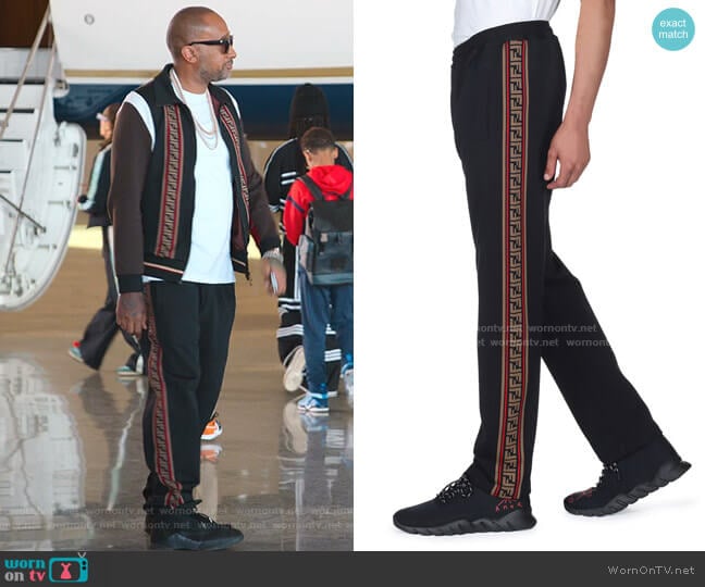 Fendi Side-Striped Jersey Joggers worn by Kenya Barris (Kenya Barris) on BlackAF
