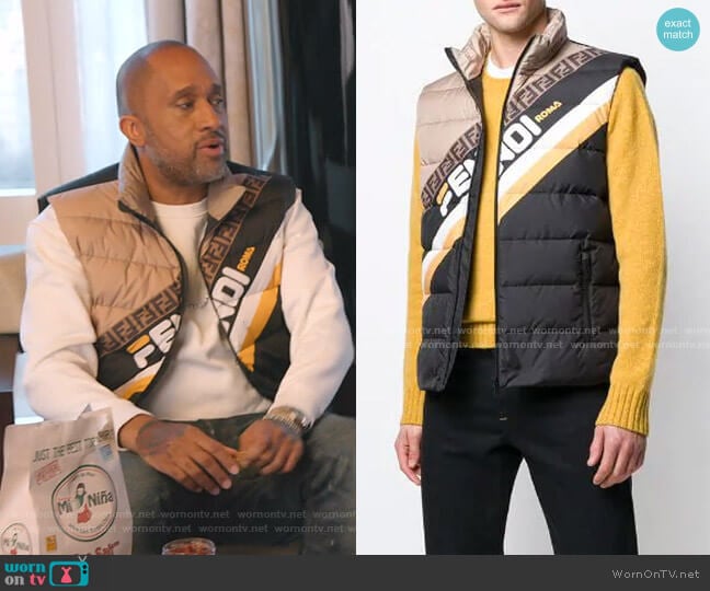 Fendi Colour-Block Logo Padded Gilet worn by Kenya Barris (Kenya Barris) on BlackAF