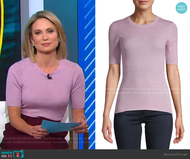 Frame Ribbed Crewneck Sweater worn by Amy Robach on Good Morning America