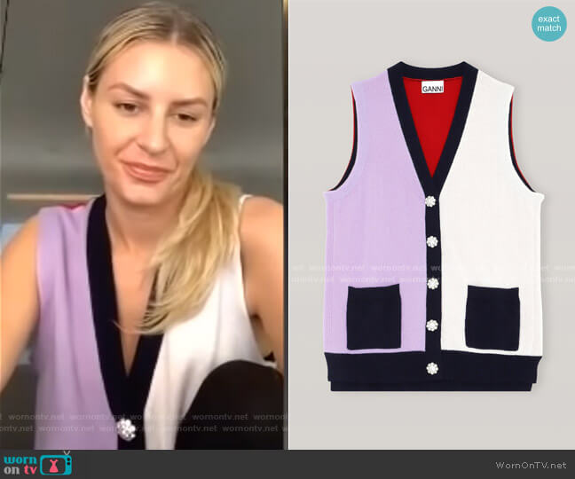Ganni Cashmere Cardigan Vest worn by Morgan Stewart on E! News