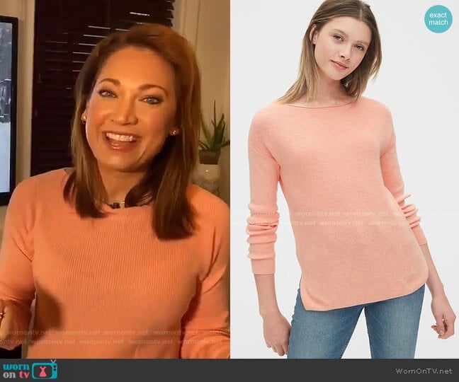 Gap True Soft Boatneck Sweater worn by Ginger Zee on Good Morning America