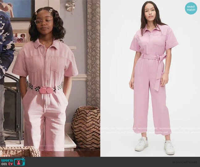Gap Utility Tie-Belt Jumpsuit worn by Diane Johnson (Marsai Martin) on Black-ish