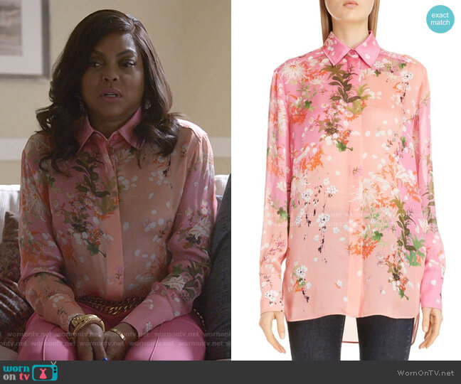Givenchy Floral Print Silk Shirt worn by Cookie Lyon (Taraji P. Henson) on Empire