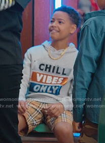 Pop’s gray sequin Chill Vibes hoodie on BlackAF