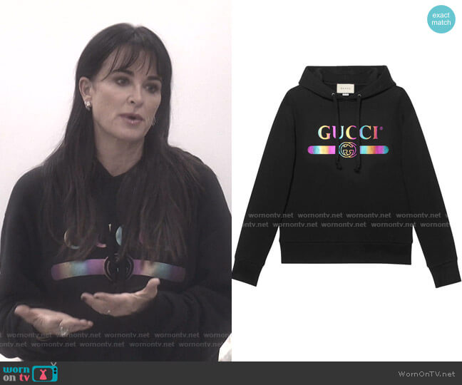 Gucci Cotton Sweatshirt with Gucci Logo worn by Kyle Richards on The Real Housewives of Beverly Hills