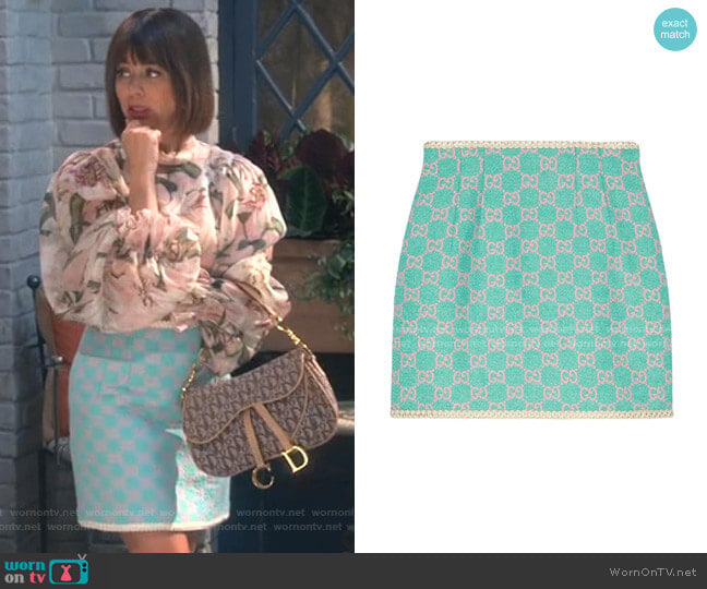 Gucci GG Tweed Mini Skirt worn by Elizabeth (Natasha Leggero) on Broke