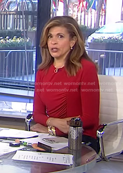 Hoda’s red ruched side top on Today