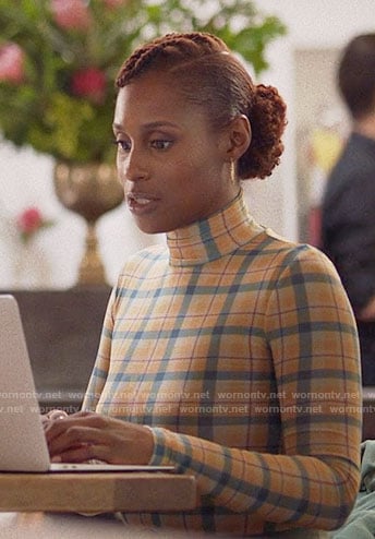 Issa’s plaid turtleneck top on Insecure