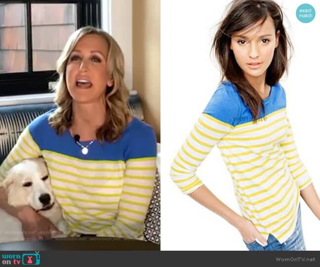 J. Crew Colorblock Stripe Boatneck Tee worn by Lara Spencer on Good Morning America
