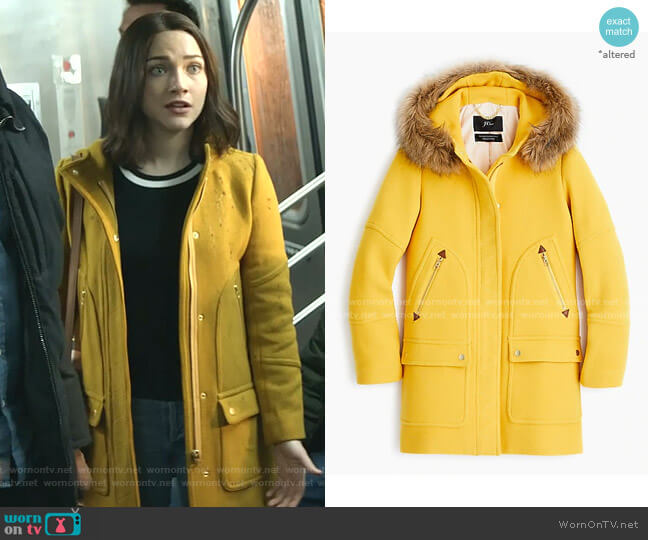 J. Crew Chateau Parka in Italian Stadium-Cloth Wool worn by Cara Bloom (Violett Beane) on God Friended Me