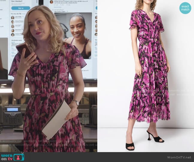 Jason Wu Collection Long Floral Print Dress worn by Marissa Morgan (Geneva Carr) on Bull