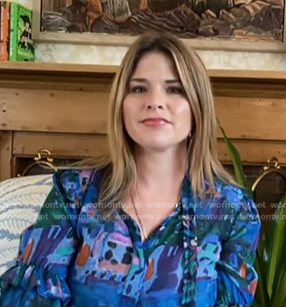 Jenna’s blue printed tie neck blouse on Today