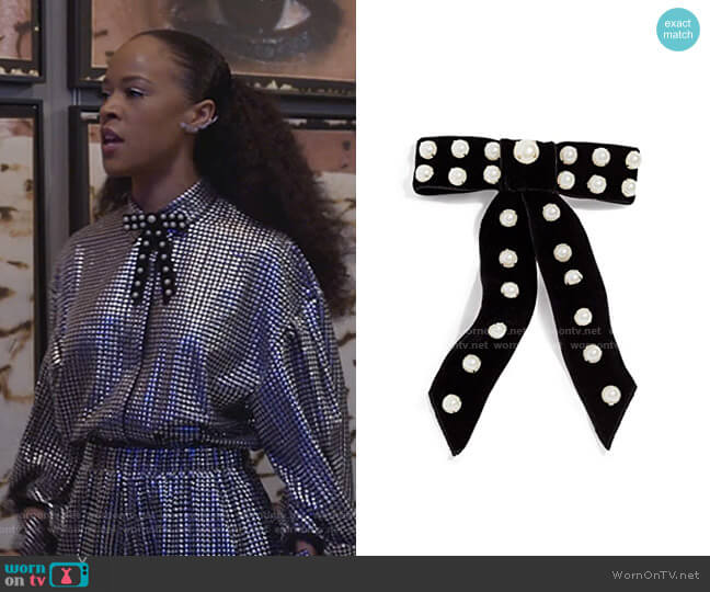 Jennifer Behr Perlita Velvet Bow Barrette worn by Tiana Brown (Serayah McNeill) on Empire