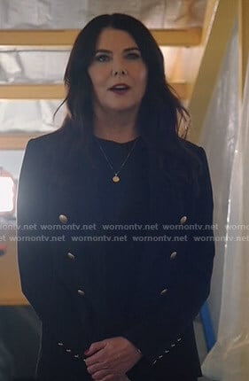 Joan’s black blazer with gold buttons on Zoeys Extraordinary Playlist