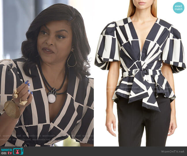 Johanna Ortiz Print Cotton & Silk Poplin Top worn by Cookie Lyon (Taraji P. Henson) on Empire