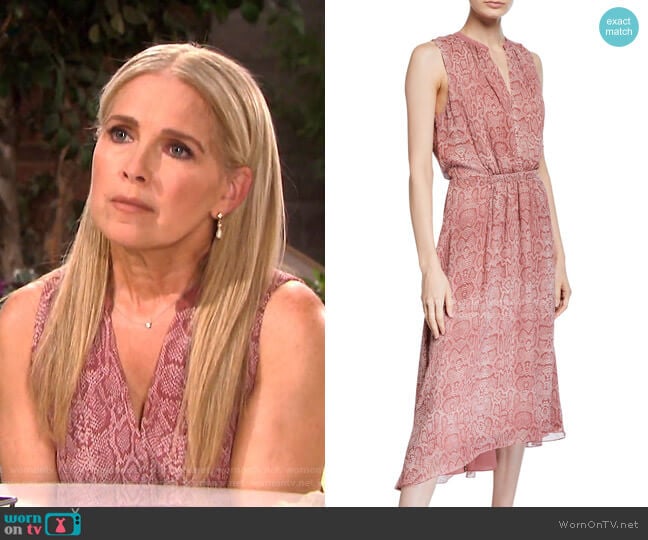 Joie Hilarie Sleeveless Snake-Print Midi Dress worn by Jennifer Horton (Melissa Reeves) on Days of our Lives