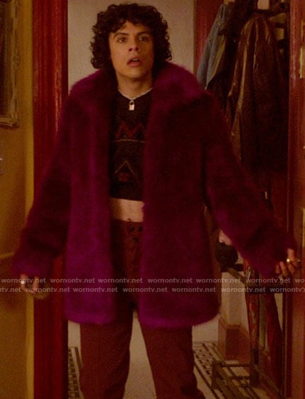 Jorje’s magenta fur coat on Katy Keene