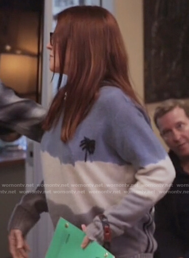 Karen’s tie dye palm embroidered sweater on Will and Grace