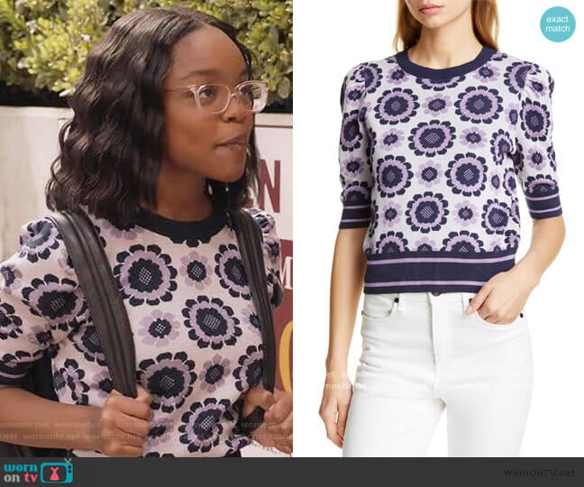 Kate Spade Geo Floral Crop Sweater worn by Diane Johnson (Marsai Martin) on Black-ish
