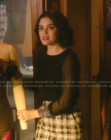 Katy’s black embellished cuff top on Katy Keene